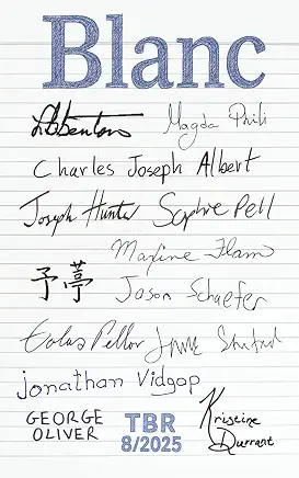 Blanc cover with handwritten contributor names